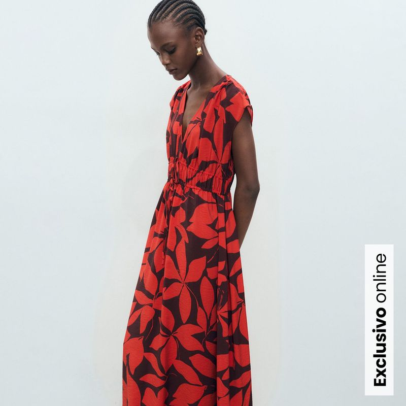 MANGO - Vestido Mujer Largo con Estampado Mango 