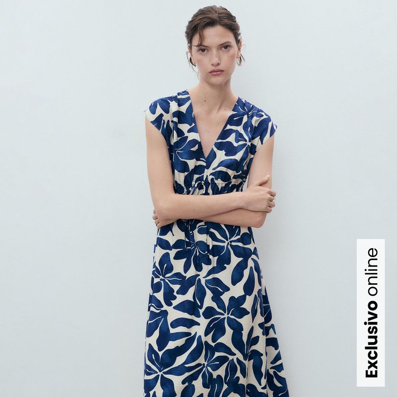 MANGO - Vestido Mujer Largo con Estampado Mango 