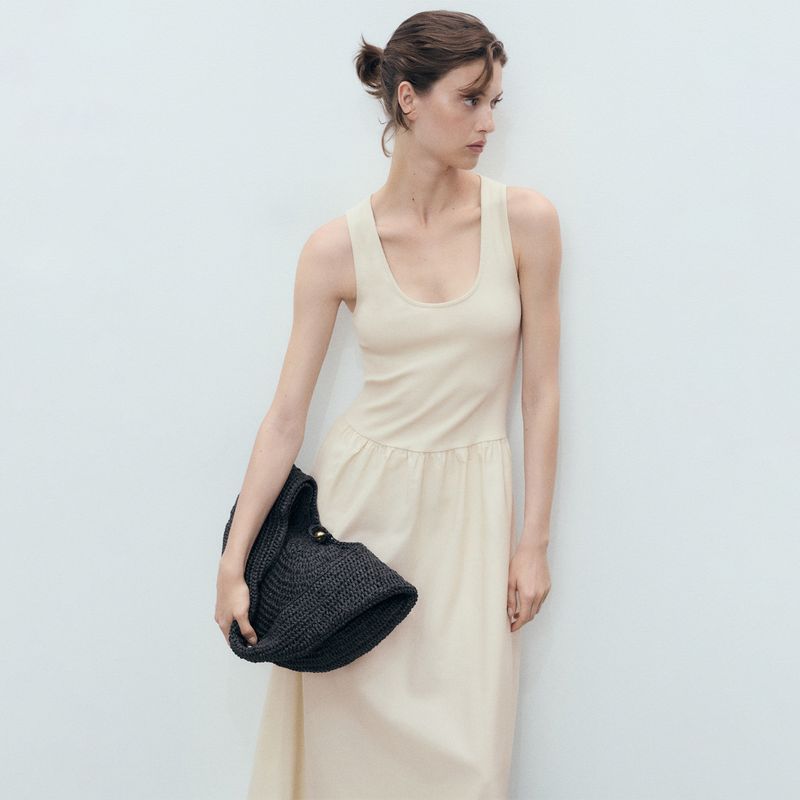 MANGO - Vestido Mujer Largo  Casual de Algodón MANGO