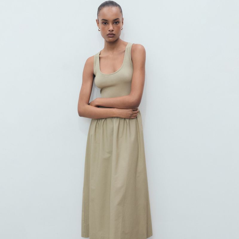 MANGO - Vestido Mujer Largo  Casual de Algodón MANGO