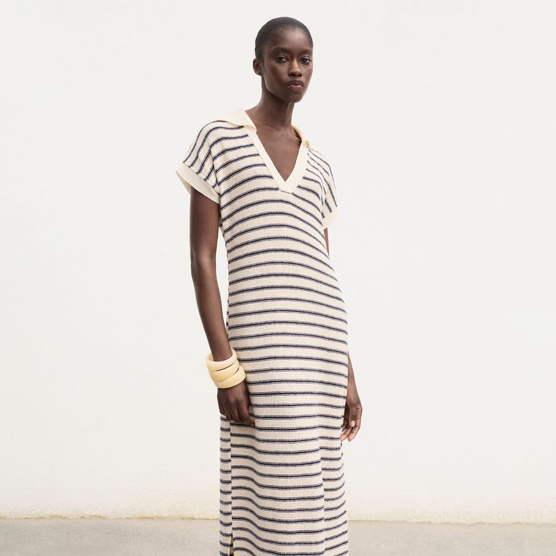 MANGO - Vestido Mujer Largo de Rayas de Algodón Mango 