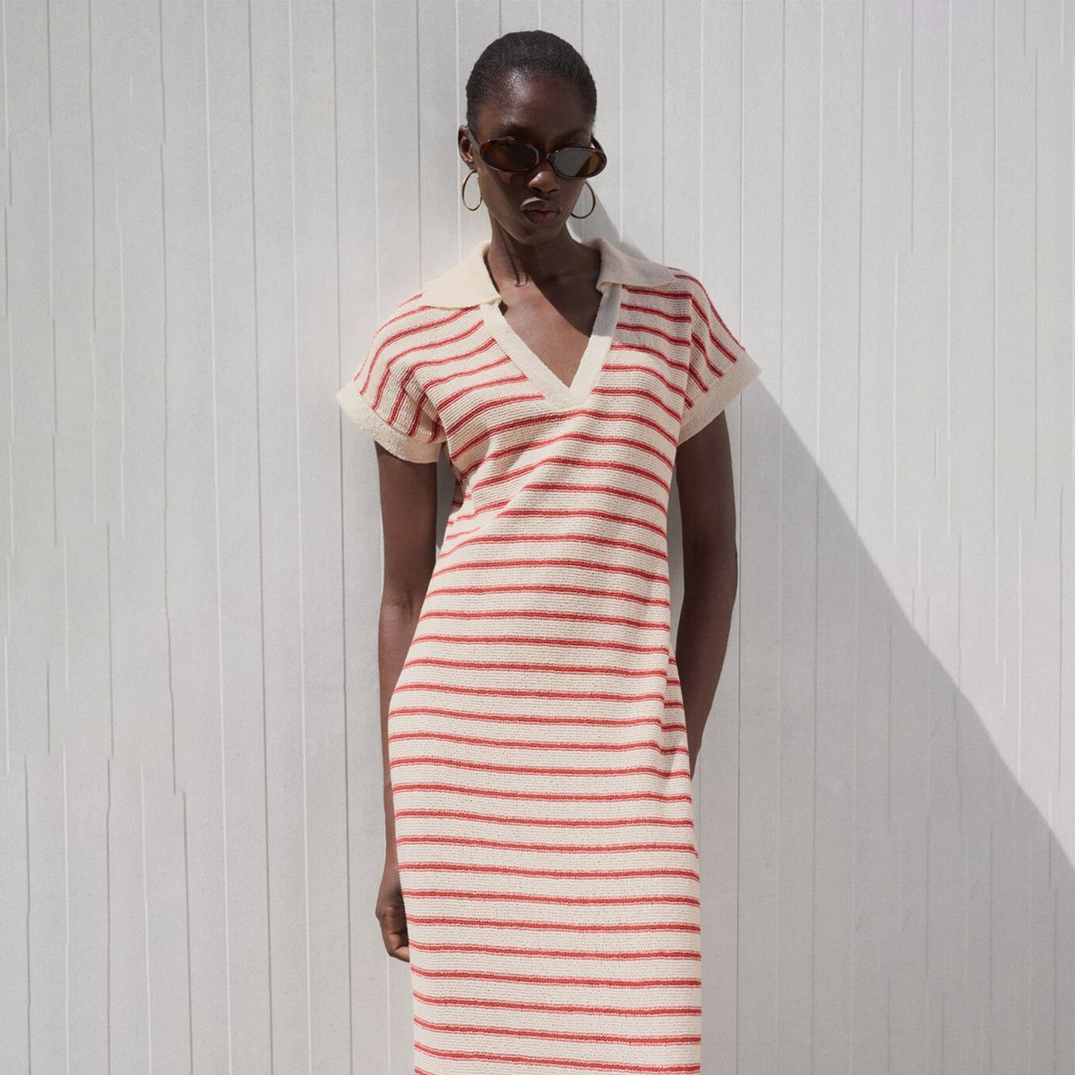 MANGO - Vestido Mujer Largo de Rayas de Algodón Mango 