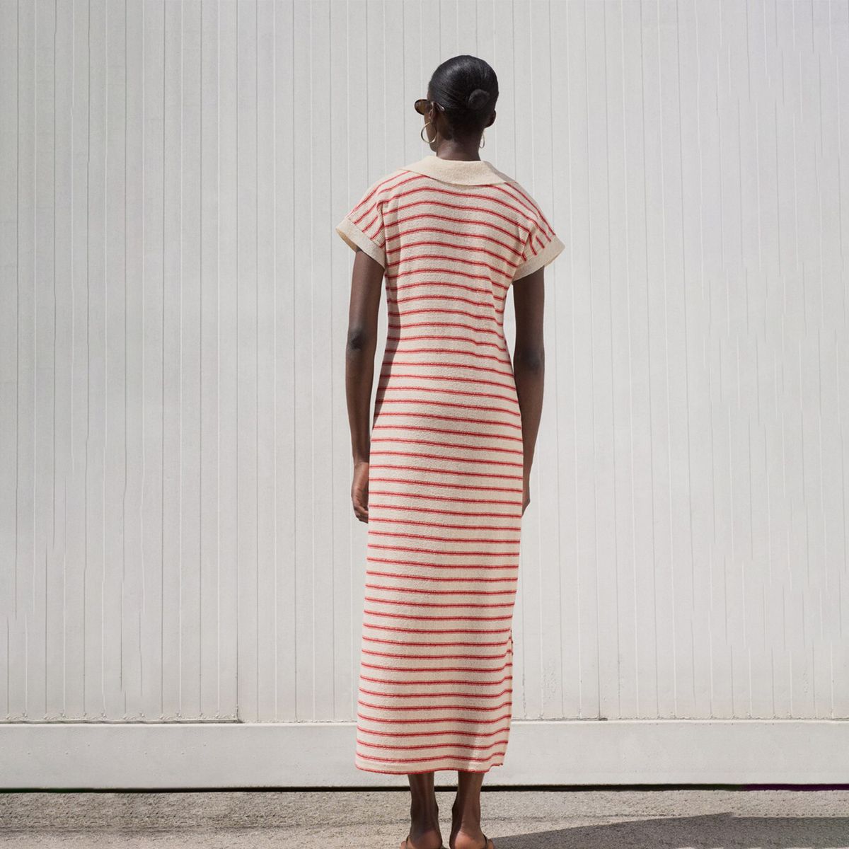 MANGO - Vestido Mujer Largo de Rayas de Algodón Mango 