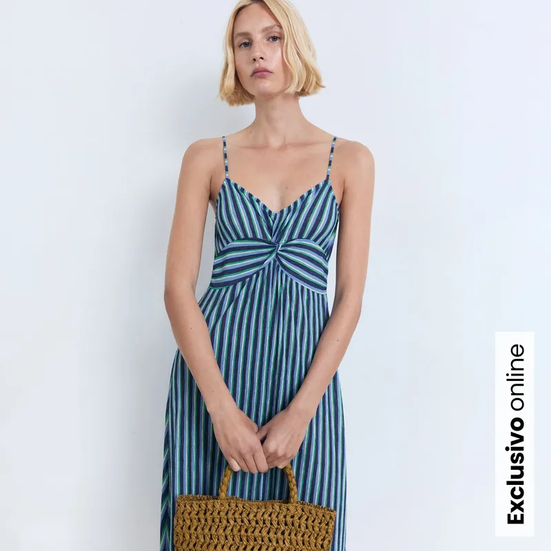 MANGO - Vestido Mujer Medio de Rayas Mango 