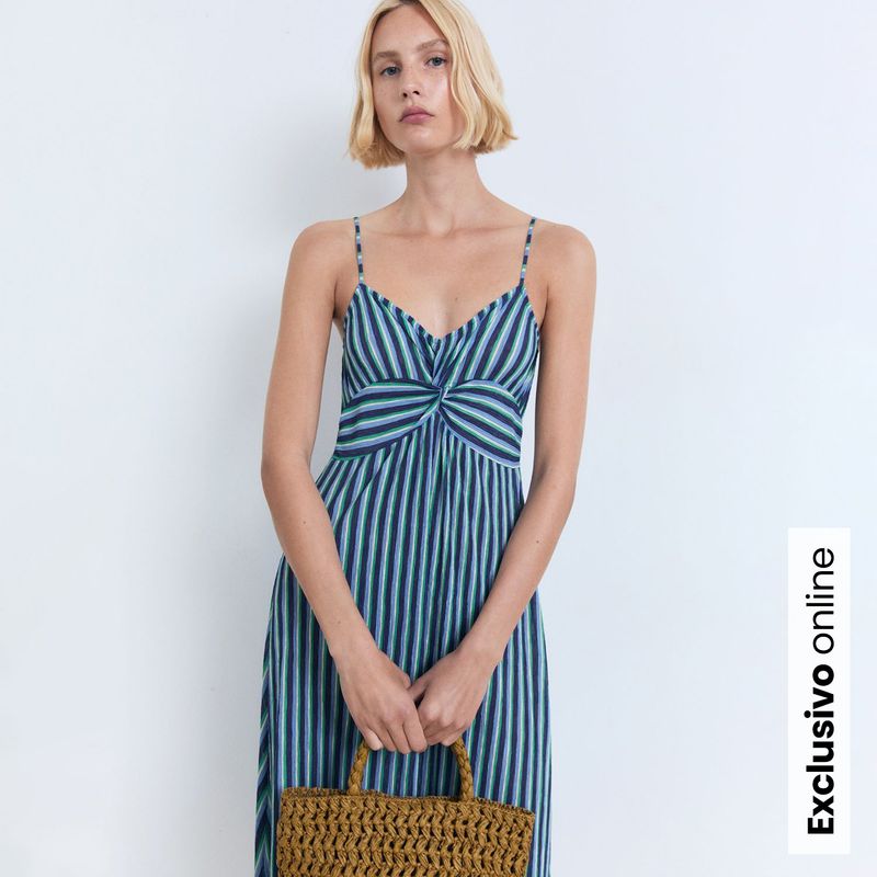 MANGO - Vestido Mujer Medio de Rayas Mango 