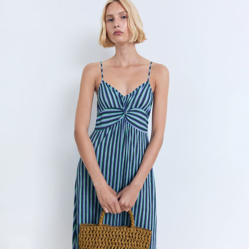 MANGO - Vestido Mujer Medio de Rayas Mango 