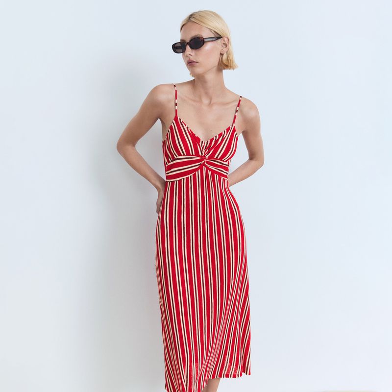 MANGO - Vestido Mujer Medio de Rayas Mango 