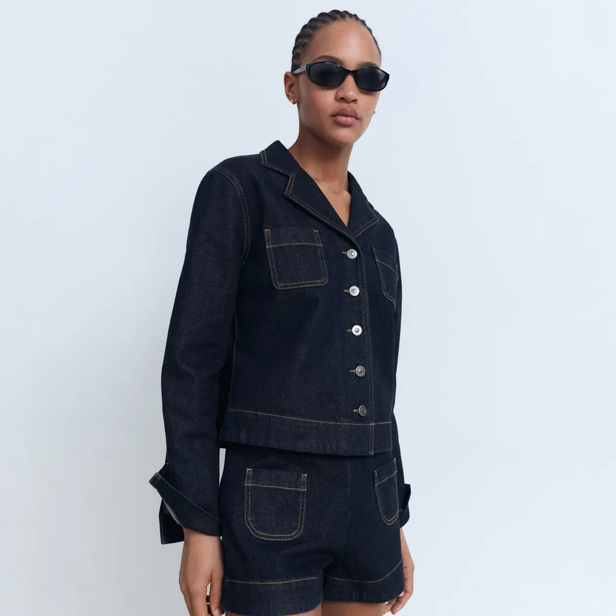 MANGO - Short Mujer Tiro alto de Algodón Mango