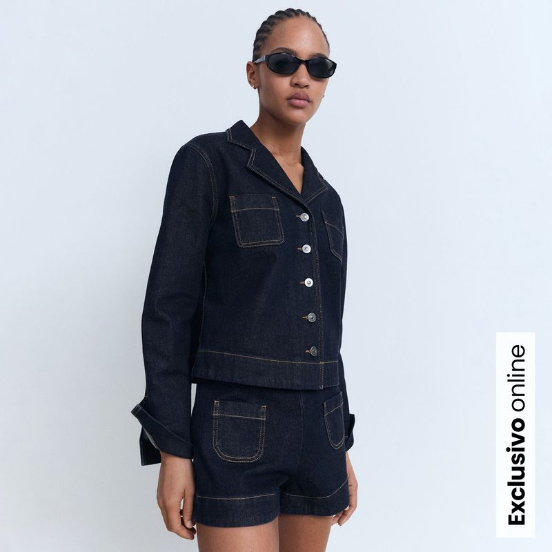 MANGO - Short Mujer Tiro alto de Algodón Mango