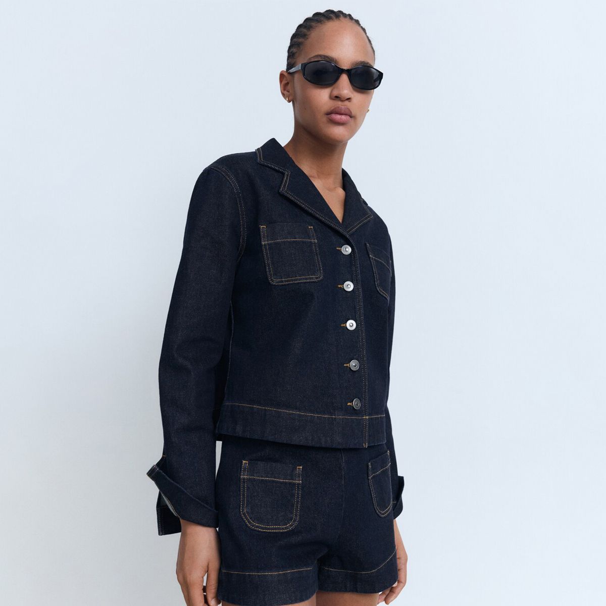 MANGO - Short Mujer Tiro alto de Algodón Mango