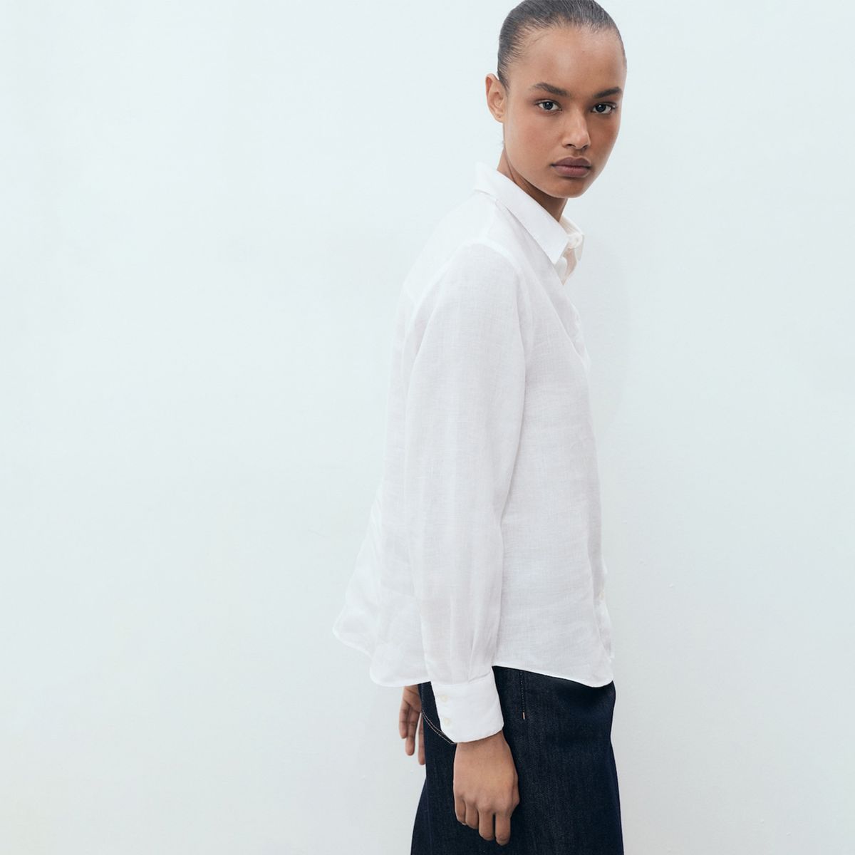 MANGO - Camisa Mujer Manga larga de Lino MANGO