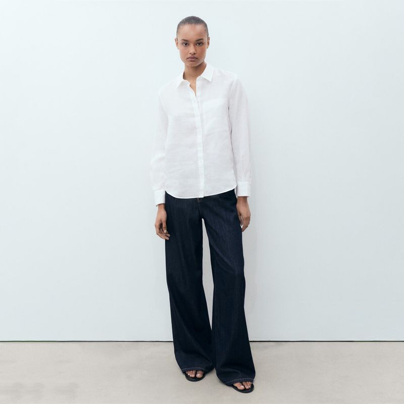 MANGO - Camisa Mujer Manga larga de Lino MANGO
