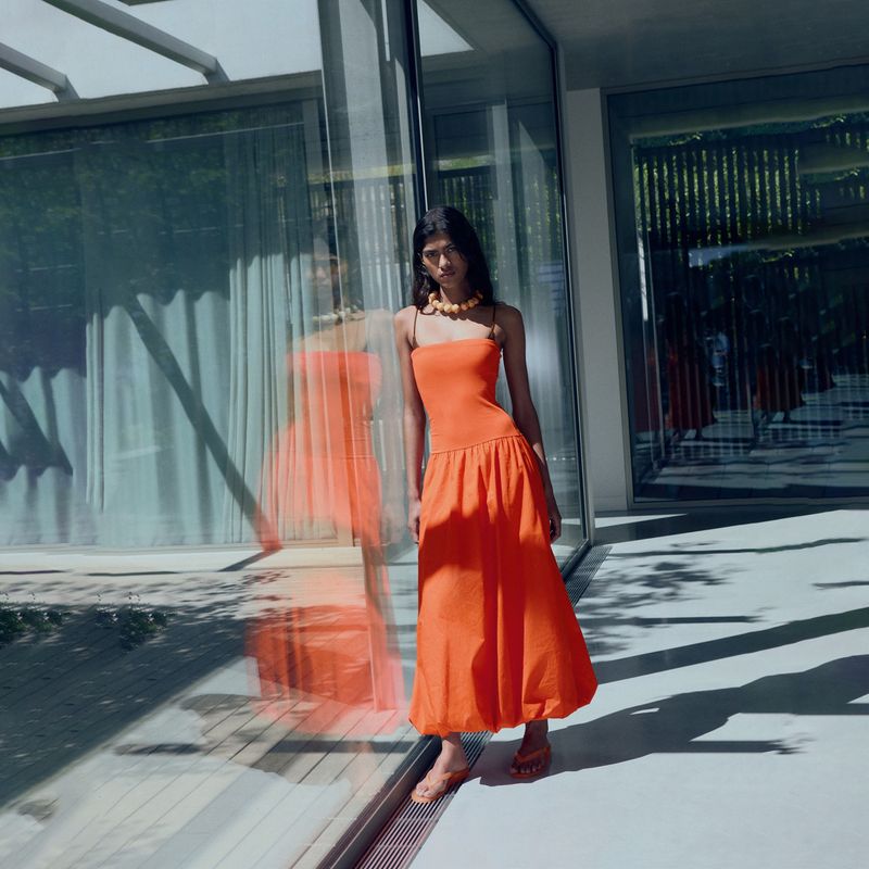 MANGO - Vestido Mujer Medio de Algodón Mango 