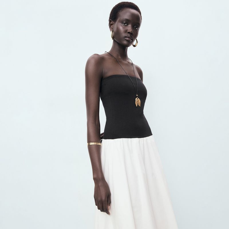 MANGO - Vestido Mujer Medio de Algodón Mango 