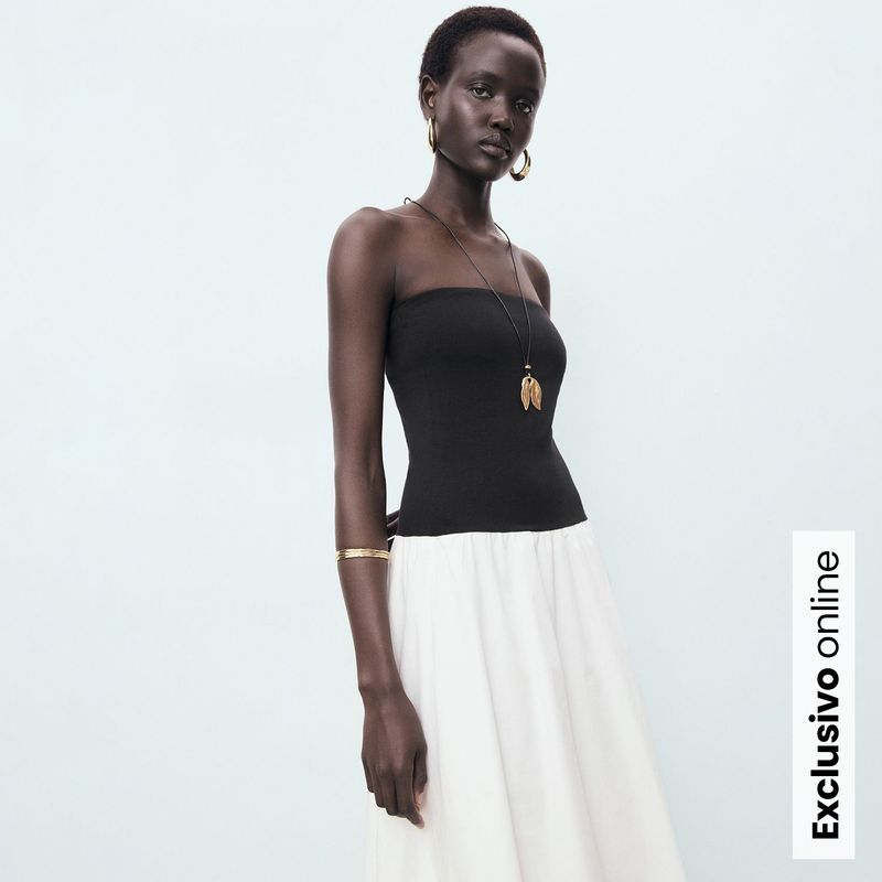 MANGO - Vestido Mujer Medio de Algodón Mango 