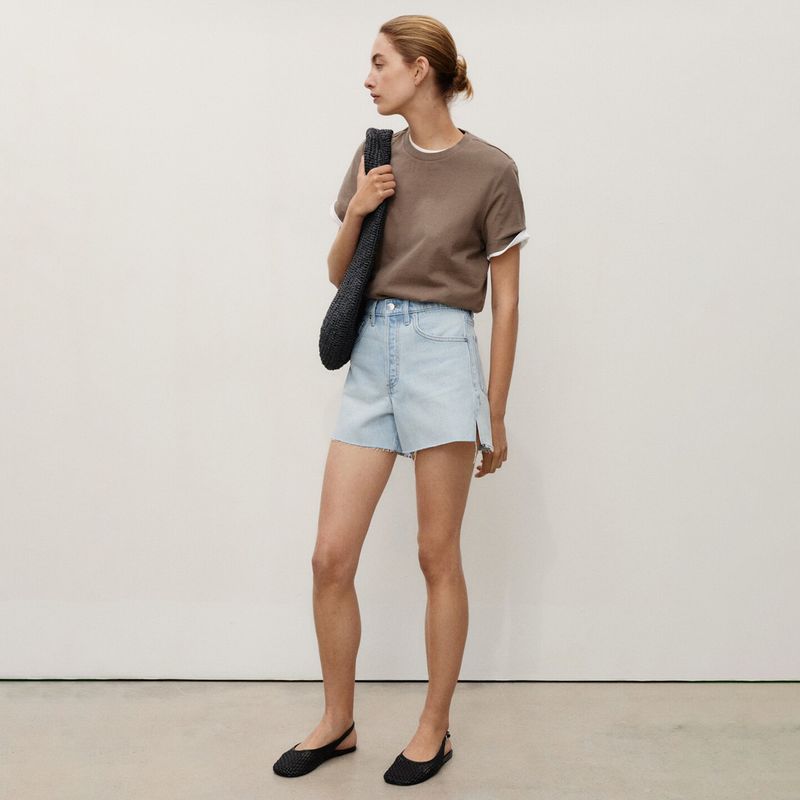 MANGO - Short de jean Mujer Tiro medio de Algodón MANGO
