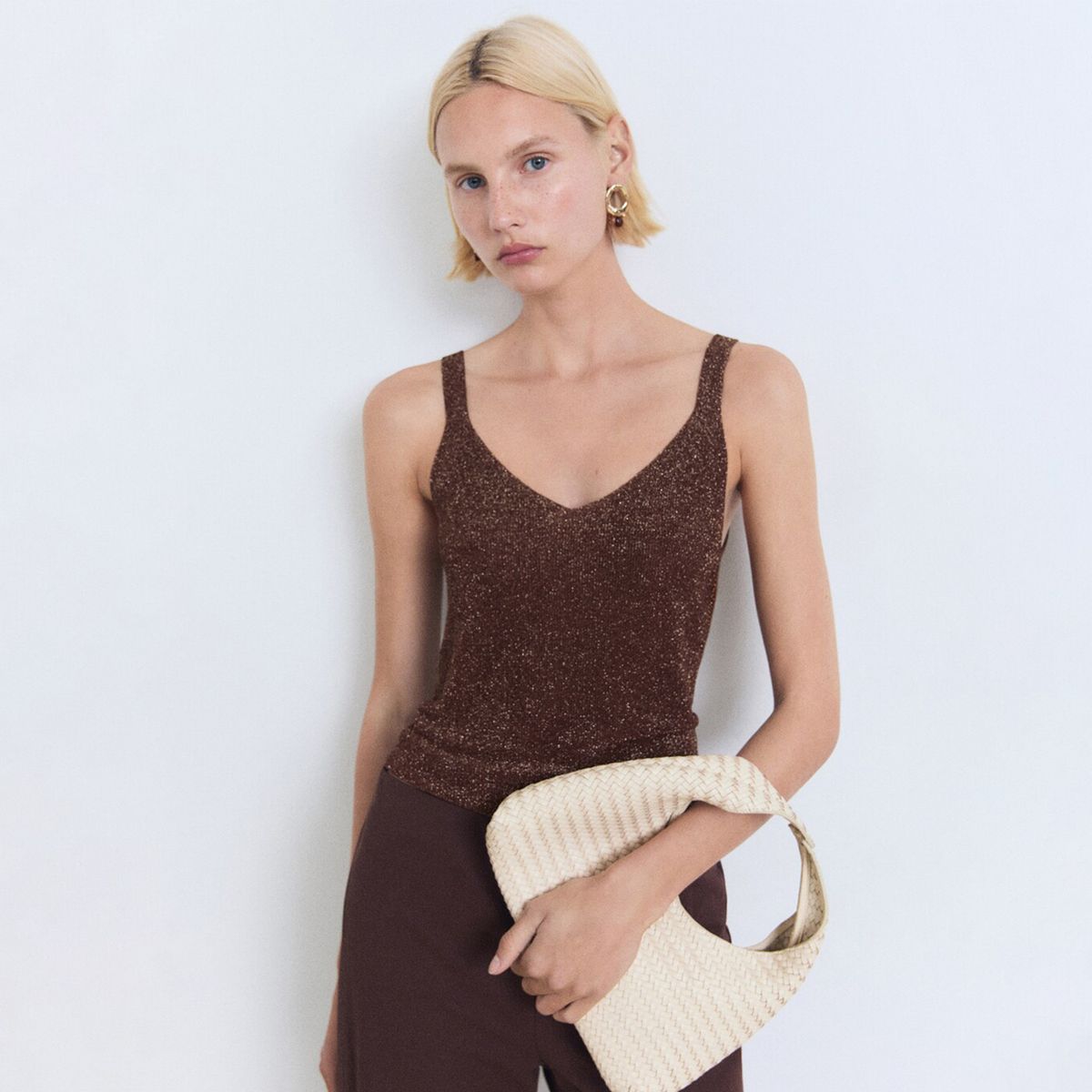 MANGO - Top Mujer Brillante Sin mangas Mango 