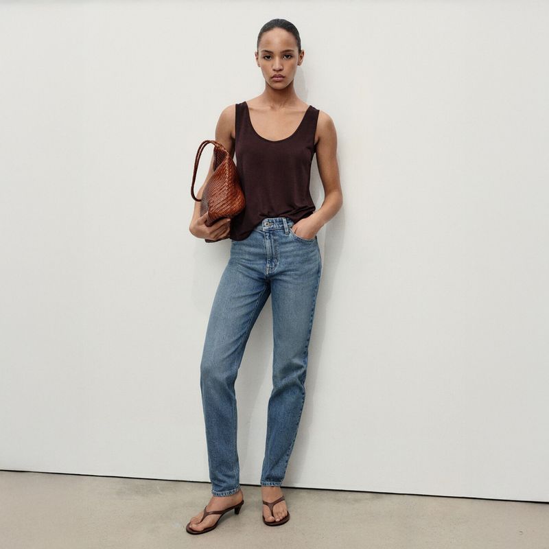 MANGO - Jean Recto Mujer Tiro alto Mango