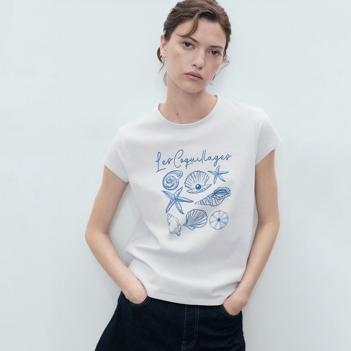 MANGO - Camiseta Mujer con Estampado Manga corta de Algodón MANGO