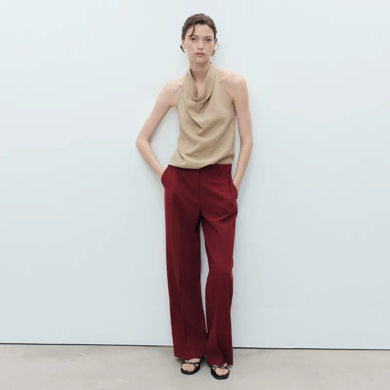 MANGO - Pantalón Recto Mujer Tiro medio MANGO