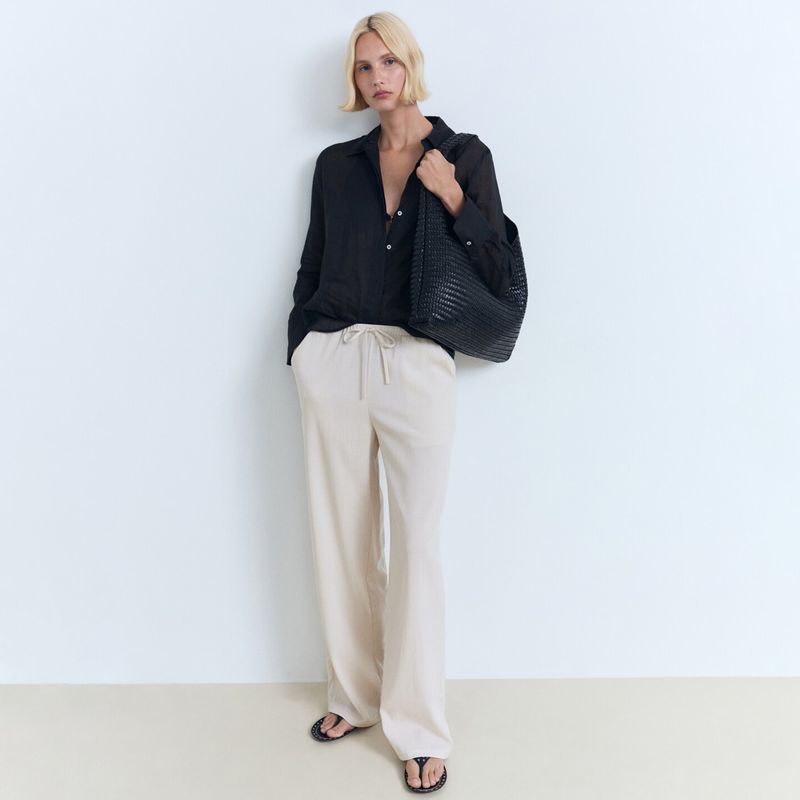 MANGO - Pantalón Recto Mujer Tiro medio MANGO