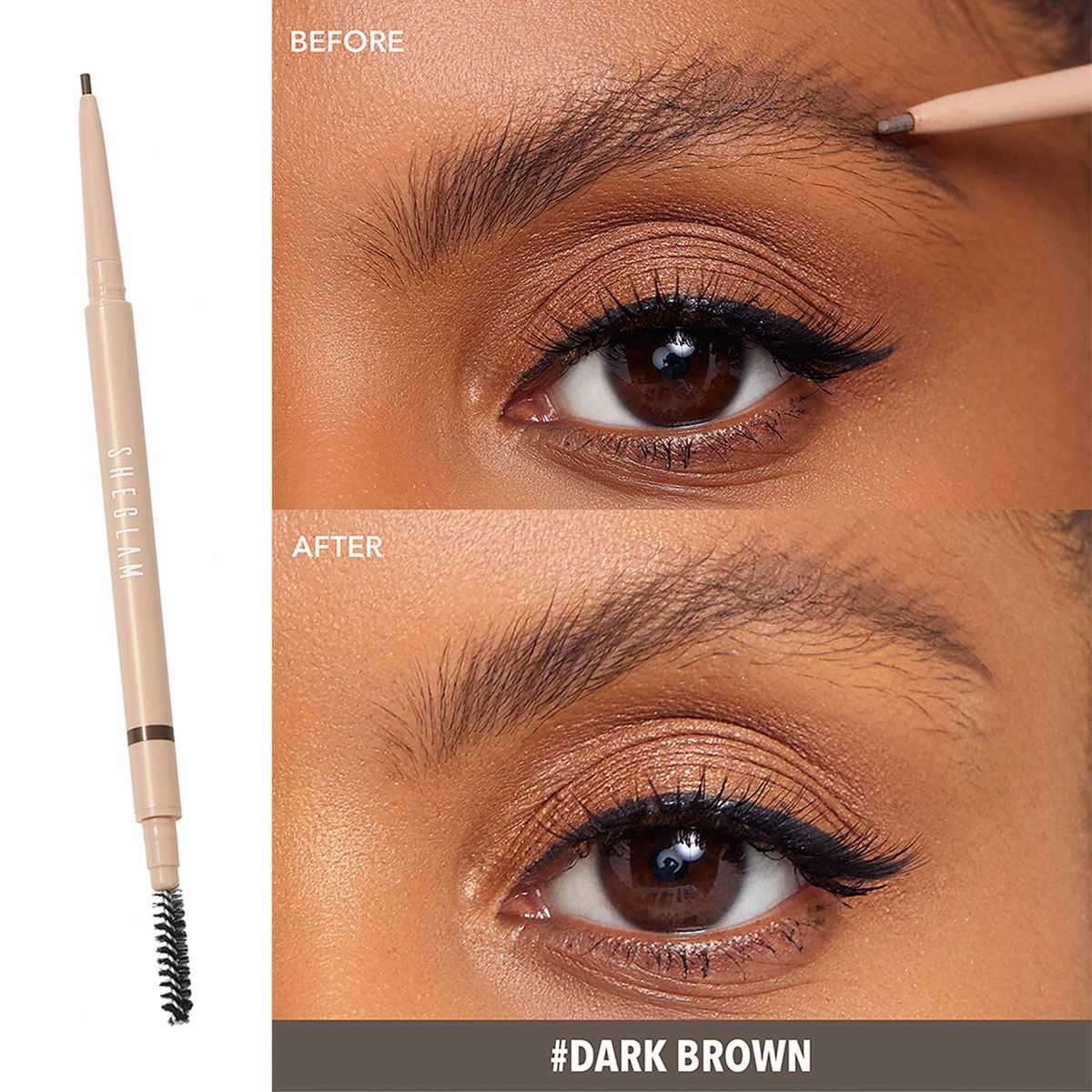 SHEGLAM - Delineador de cejas Insta-fill Brow Pencil Dark Brown 0,05 gr Sheglam 0.05 gr 