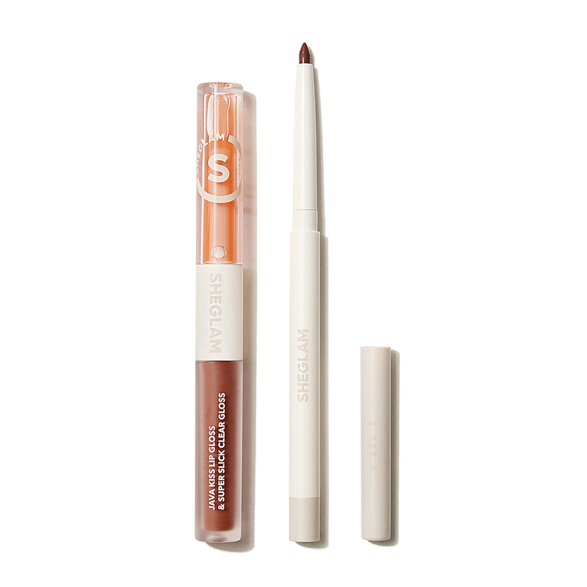 SHEGLAM - Labial Soft 90'S Glam Lip Liner and Lip Duo Set-Haute Cocoa Sheglam JAVA KISS LIP GLOSS: 0.8g PER SLICK CLEAR GLOSS:0.7g SO 90'S LIP LINER: 0.28g 