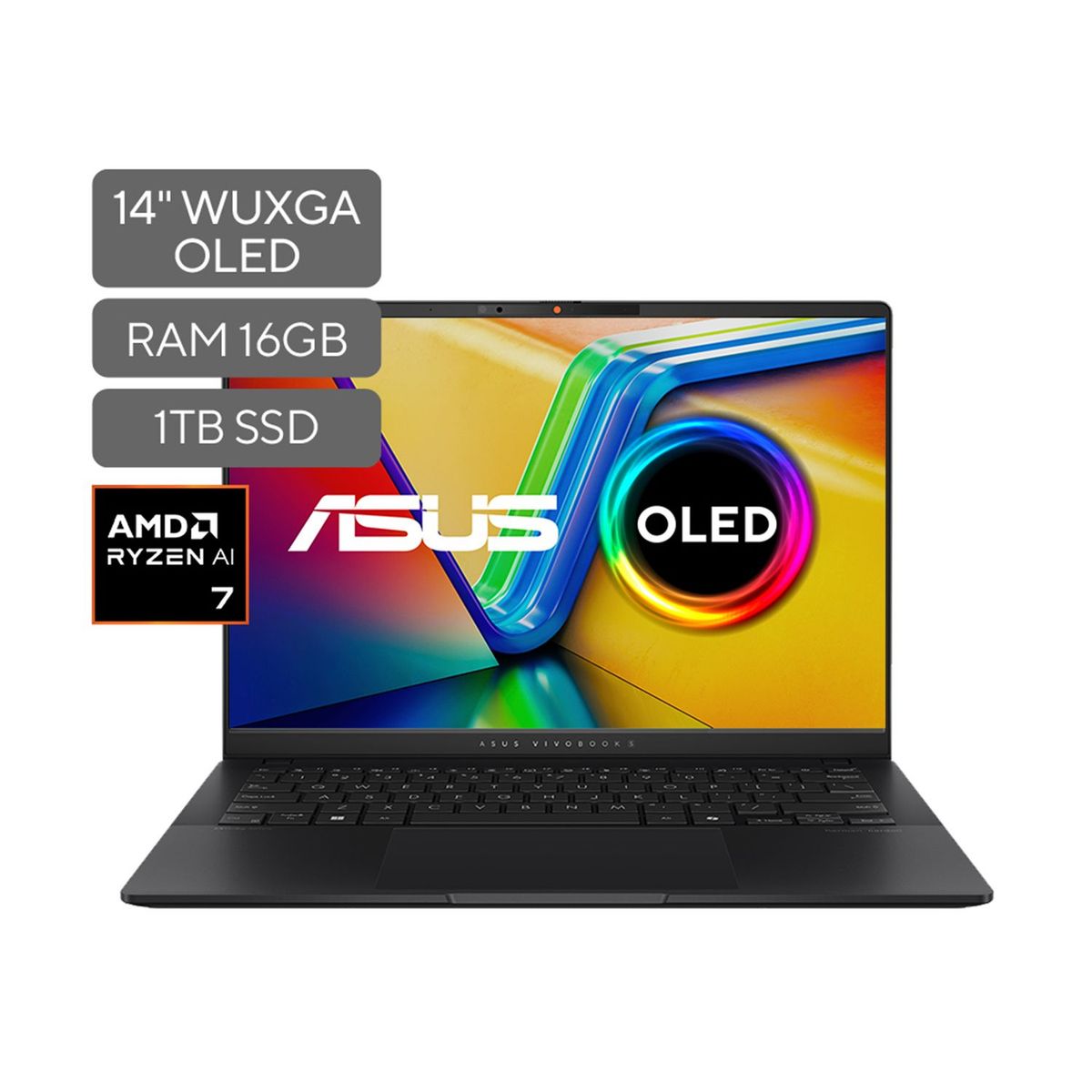 ASUS - Portátil ASUS Vivobook S14 OLED | AMD Ryzen AI7 | 16 GB de RAM | 1TB SSD de almacenamiento | Windows 11 |14 Pulgadas | M5406KA-QD050W |  Computador portátil