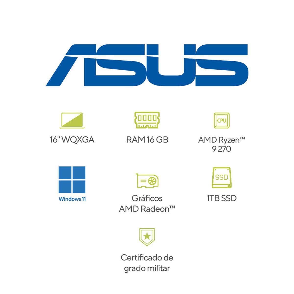 ASUS - Portátil ASUS Vivobook S16 | AMD Ryzen 9 | 16 GB de RAM | 1TB SSD de almacenamiento | Windows 11 |16 Pulgadas | M3607HA-RP064W |  Computador portátil