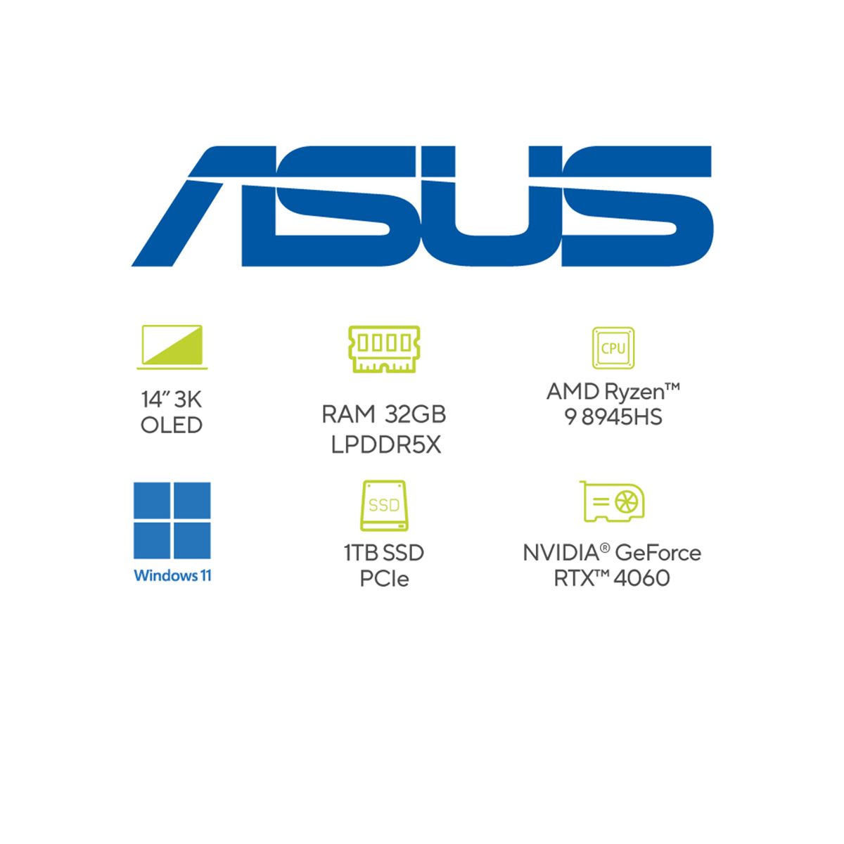 ASUS - Portátil Gamer ROG Zephyrus G14 OLED | GeForce RTX 4060 | AMD Ryzen 9 | 32GB de RAM | 1TB SSD de almacenamiento | Windows 11 | 14 Pulgadas | GA403UV-QS021W | Computador Portátil Gamer