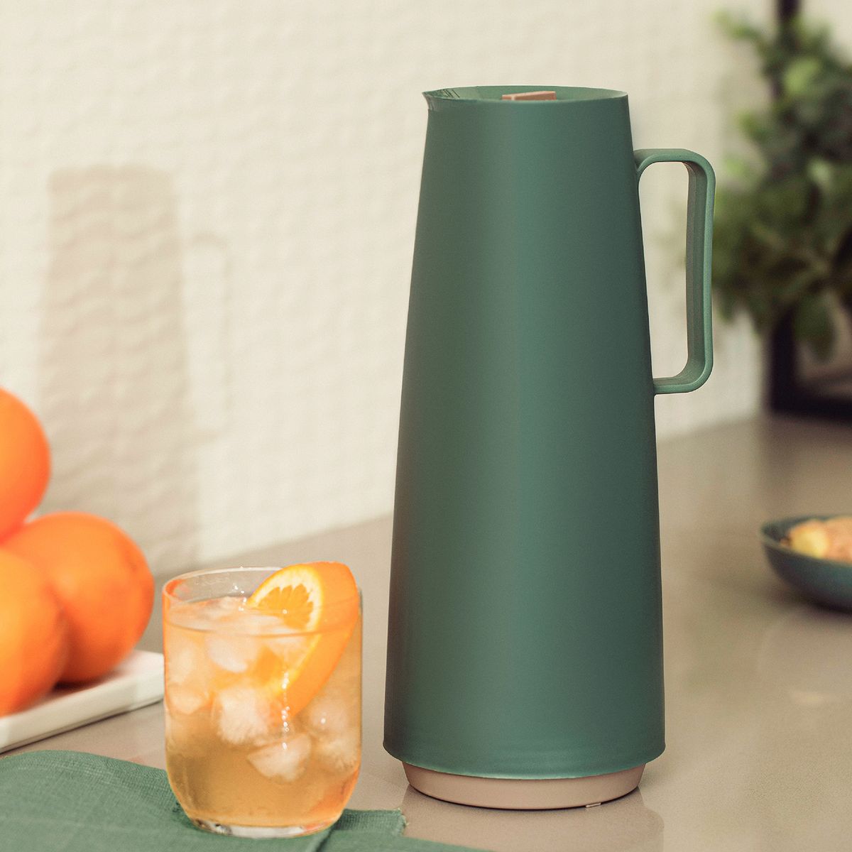 TRAMONTINA - Jarra Térmica Tramontina Exata en Plástico Verde con Ampolla de Vidrio 1 L