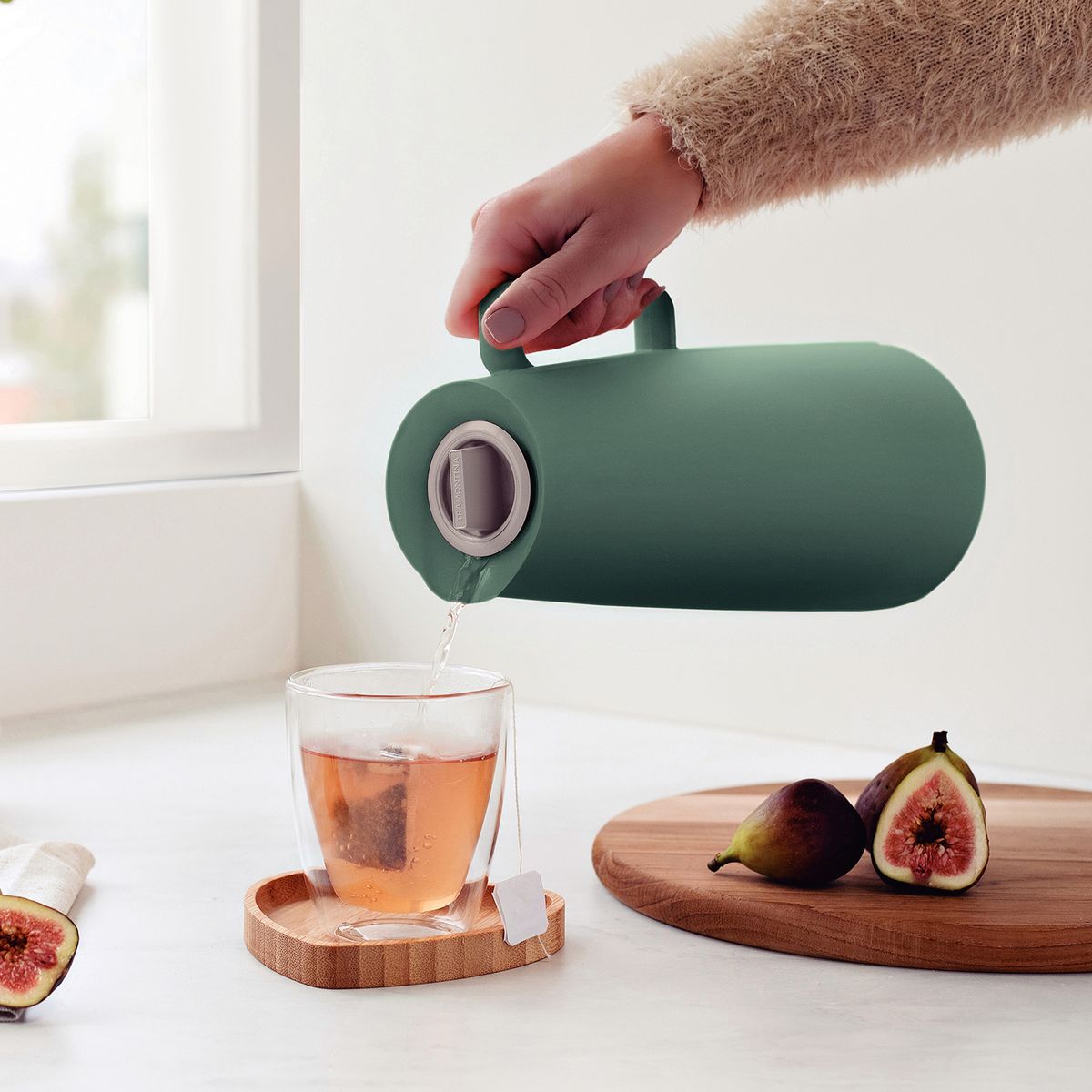 TRAMONTINA - Jarra Térmica Tramontina Exata en Plástico Verde con Ampolla de Vidrio 1 L