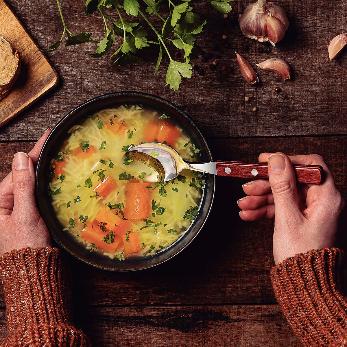 TRAMONTINA - Juego de cucharas Tramontina Polywood de acero inoxidable y mangos de madera tratada 6 piezas