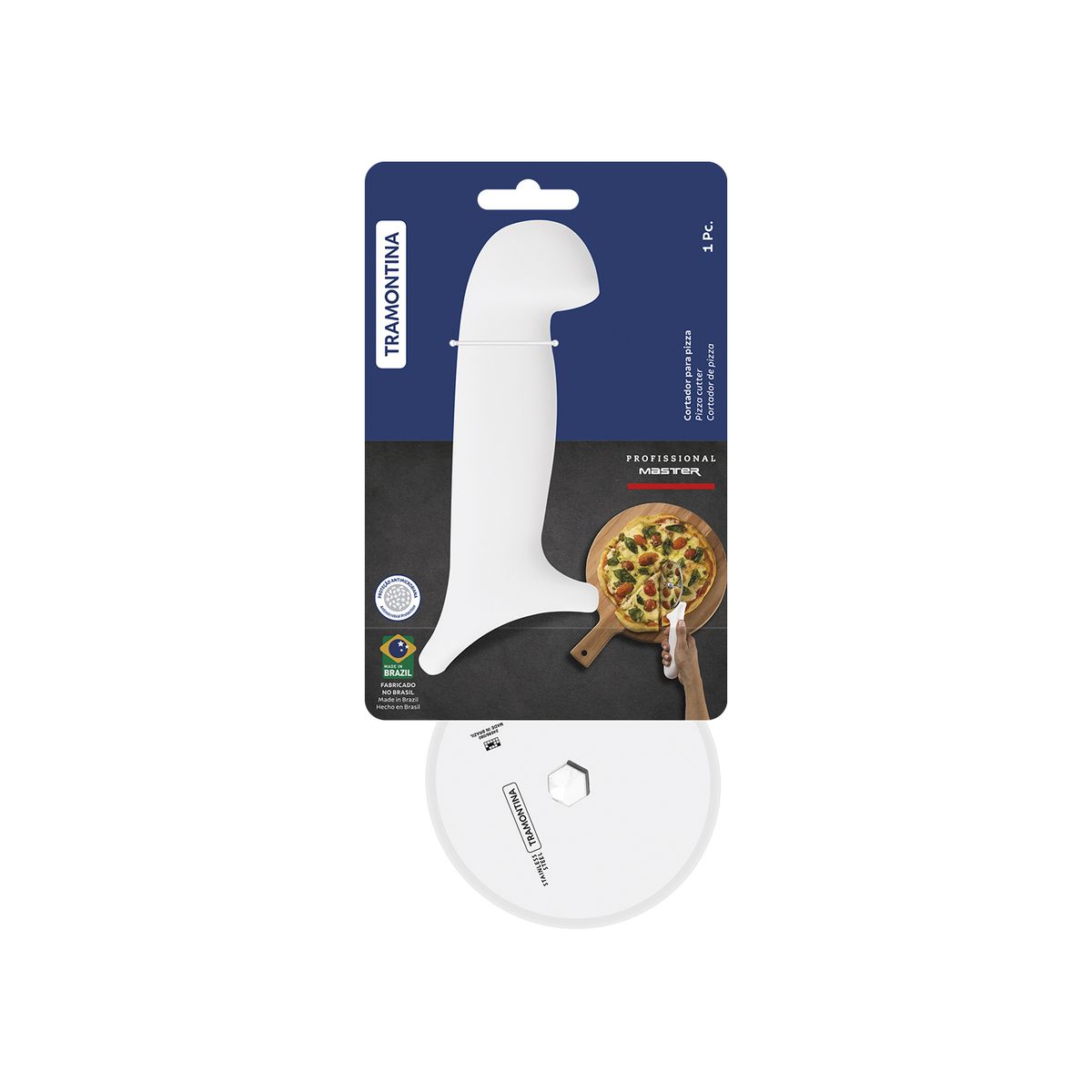 TRAMONTINA - Cortador de pizza Tramontina Profesional de acero inoxidable y mango de polipropileno blanco
