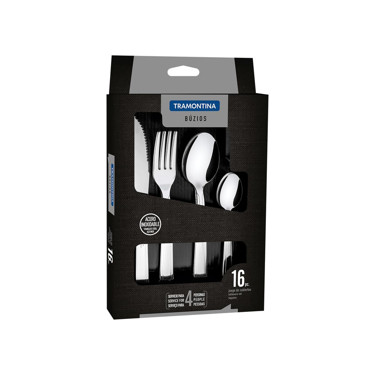 TRAMONTINA - Juego de cubiertos Tramontina Buzios de Acero Inoxidable 16 piezas