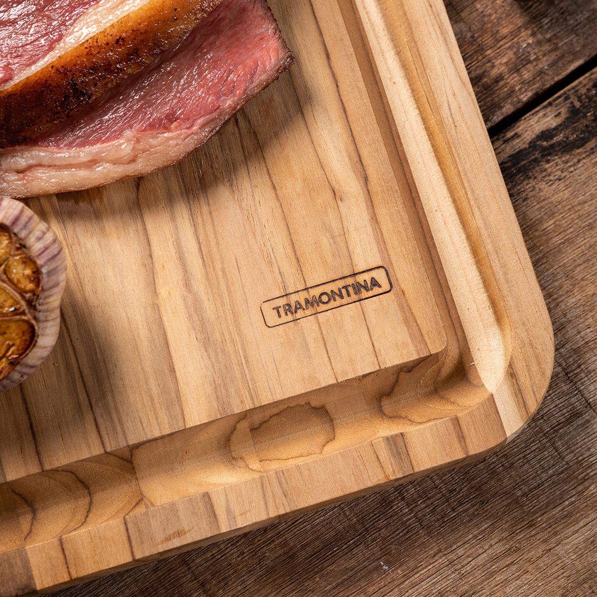 TRAMONTINA - Tabla para Asado Tramontina Rectangular en Madera Tropical con Acabado Natural 60x35,9 cm