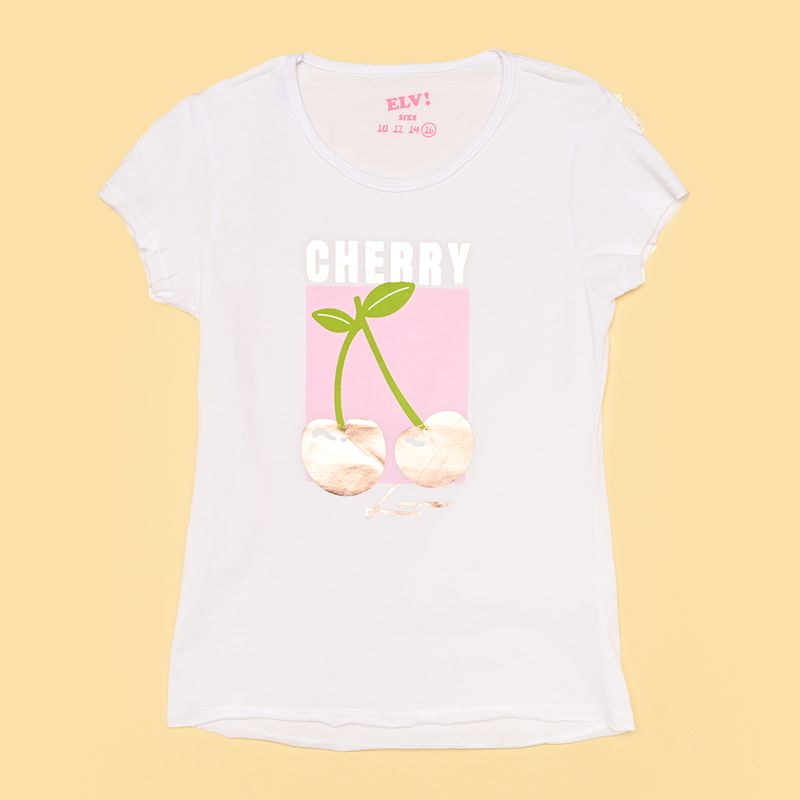 ELV - Camiseta para Niña con Estampado Print Manga corta de Algodón ELV