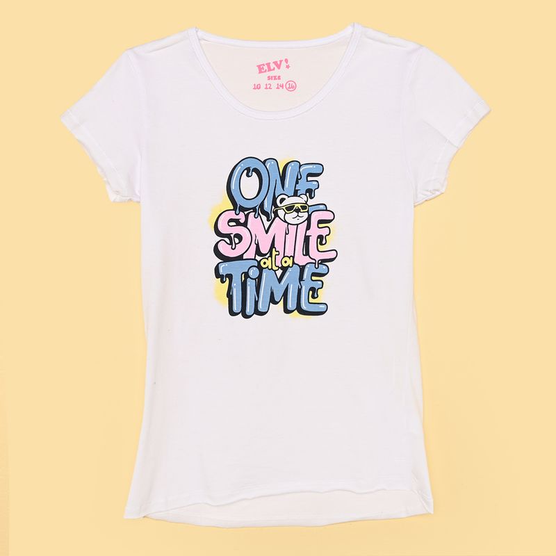 ELV - Camiseta para Niña con Estampado Print Manga corta de Algodón ELV