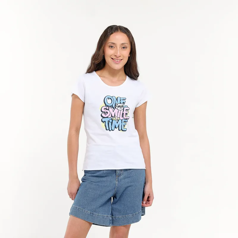 ELV - Camiseta para Niña con Estampado Print Manga corta de Algodón ELV