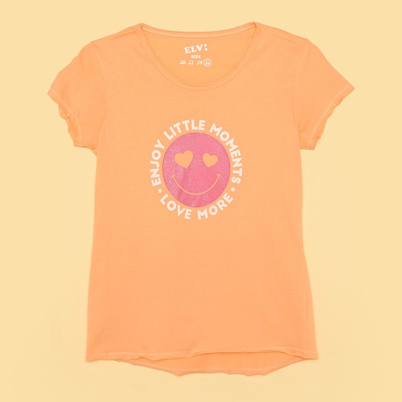 ELV - Camiseta para Niña con Estampado Print Manga corta de Algodón ELV