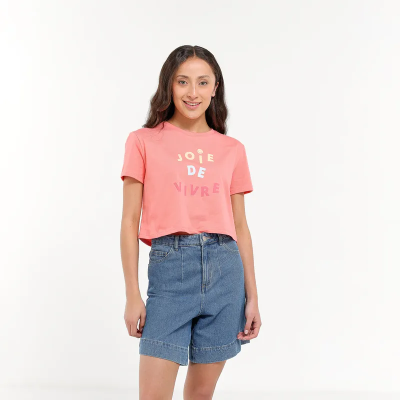 ELV - Camiseta para Niña con Estampado Print Manga corta de Algodón ELV