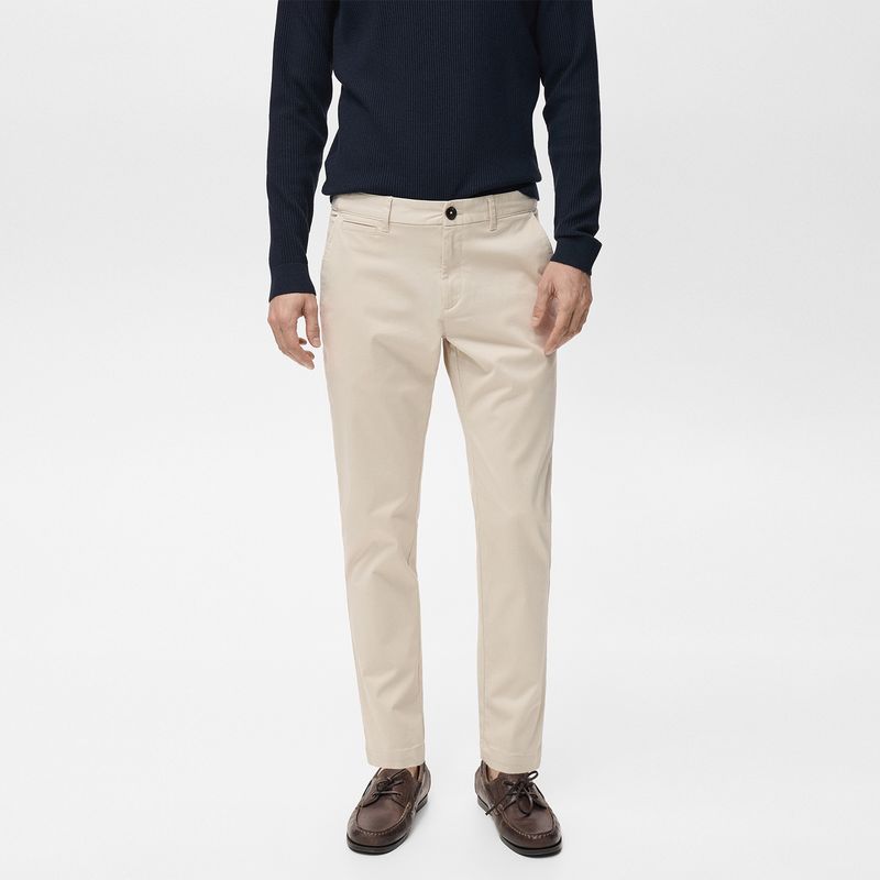 MANGO - Pantalón de drill Hombre Tapered de Algodón MANGO