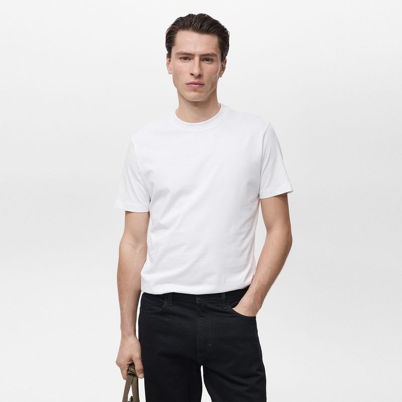 MANGO - Camiseta Hombre Manga corta Slim fit de Algodón MANGO