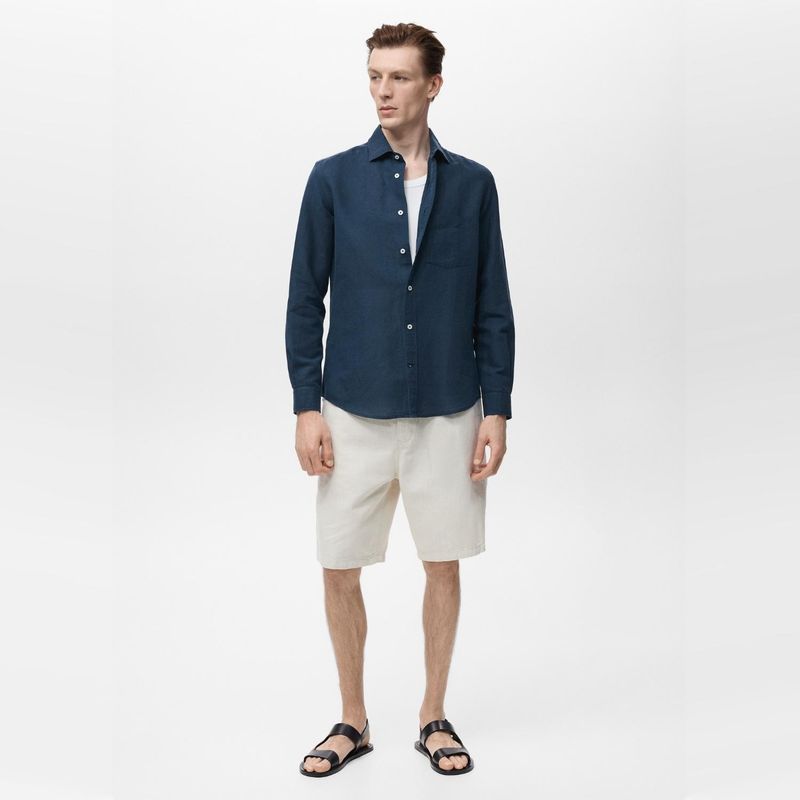 Camisa Manga Corta Con Puntos Para Hombre