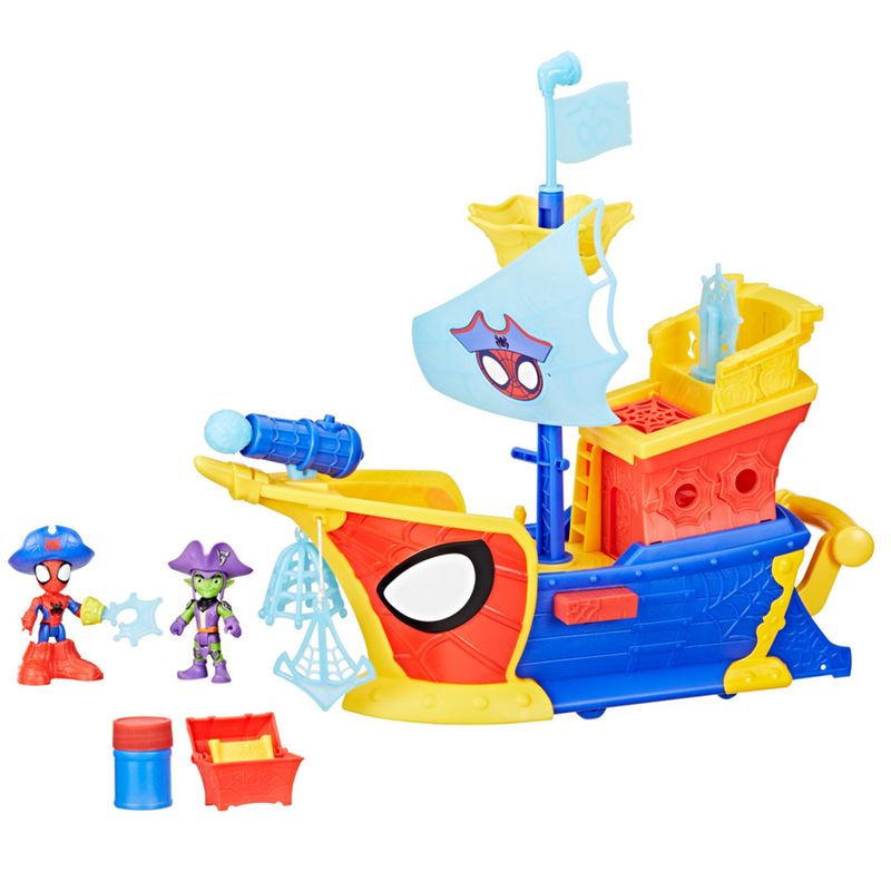 HASBRO - Juguete: Spider-man Marvel y sus amigos. Barco Pirata con Telarañas y Burbujas