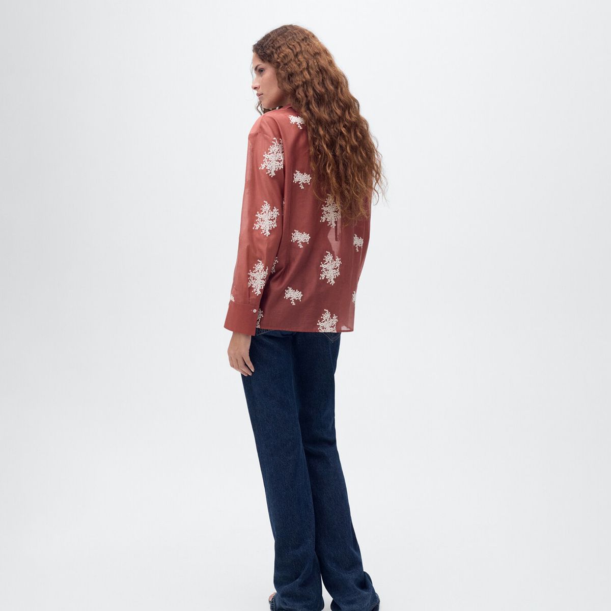 MANGO - Camisa Mujer con Bordado Manga larga MANGO