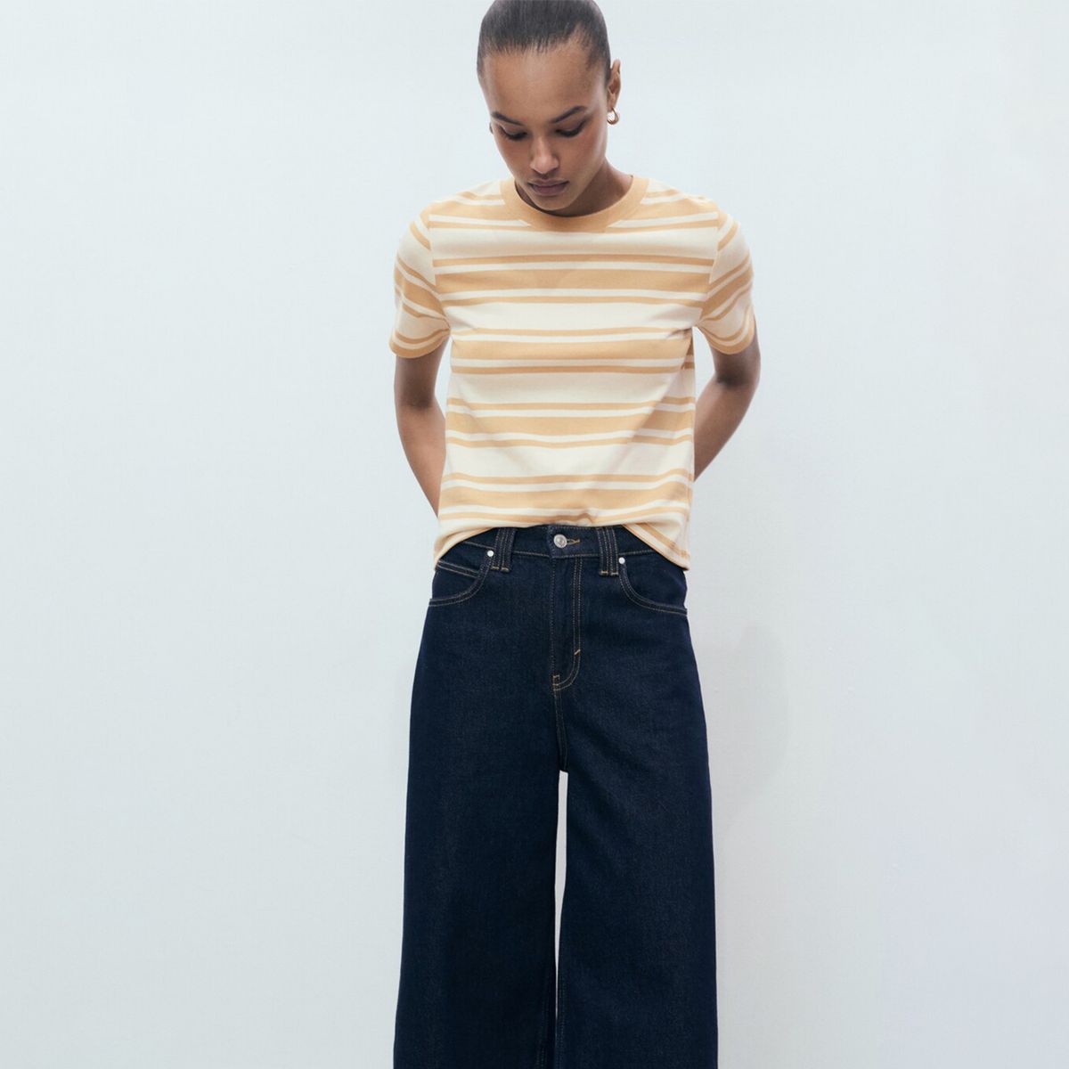 MANGO - Camiseta Mujer de Rayas Manga corta de Algodón Mango