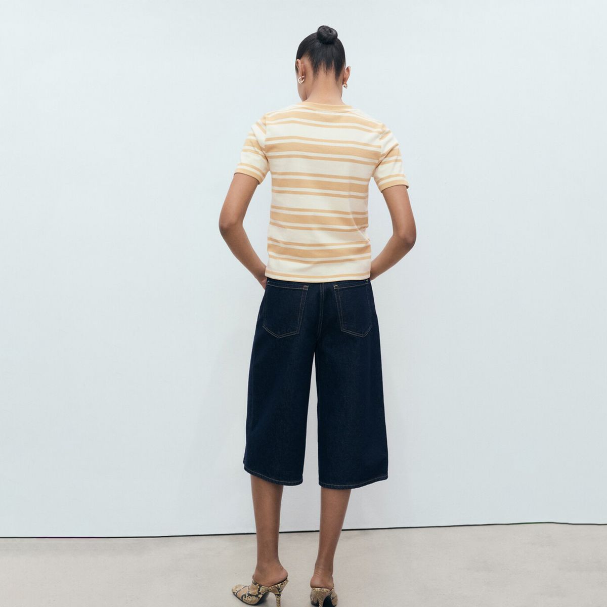 MANGO - Camiseta Mujer de Rayas Manga corta de Algodón Mango