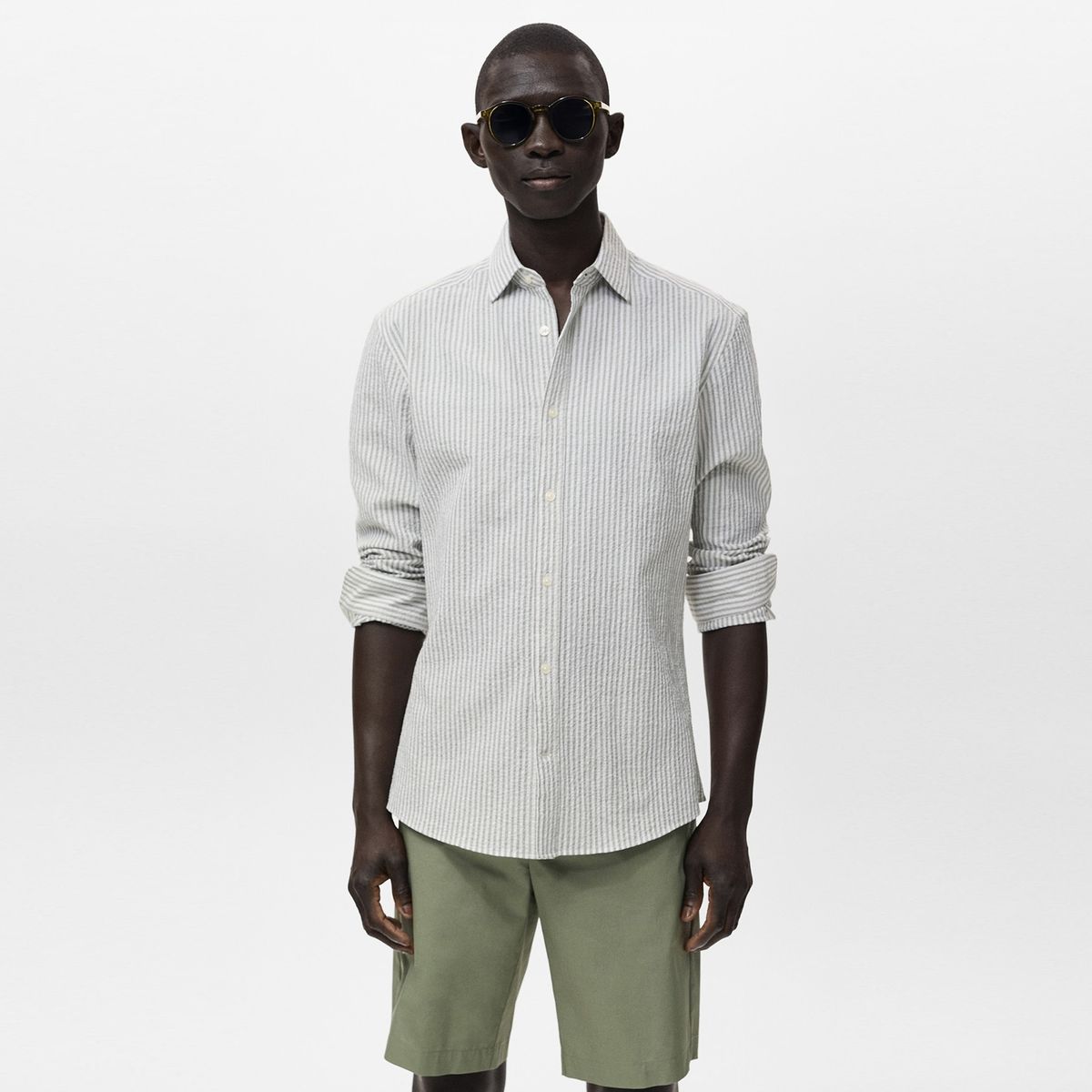 MANGO - Camisa Hombre de Rayas Manga larga de Algodón MANGO 