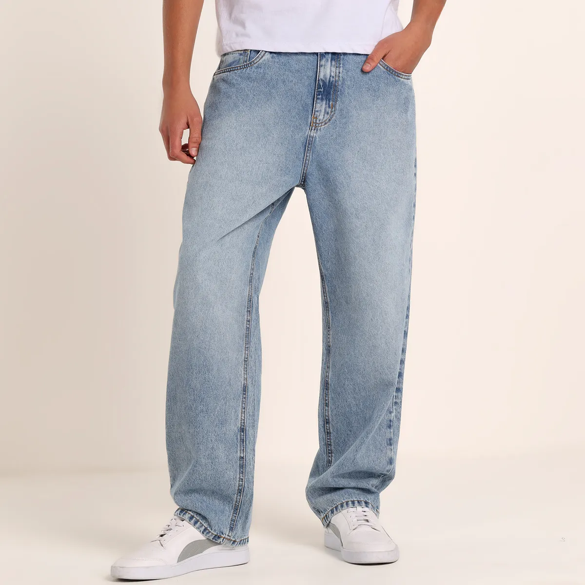 BEARCLIFF - Jean 5 Bolsillos Hombre Baggy Algodón Largo 32 Bearcliff